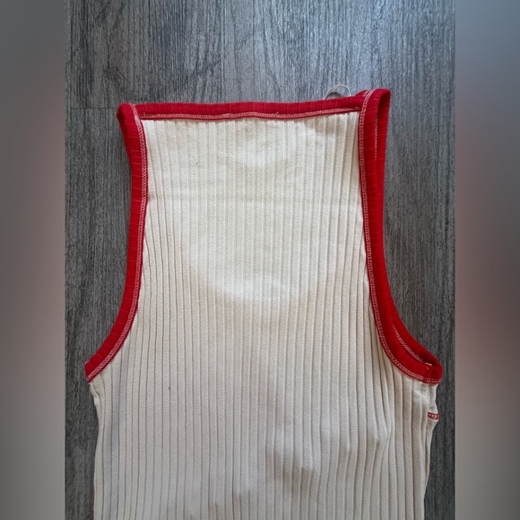 ZARA Red & Cream Colorblock Ribbed Tank - Picture 5 of 5